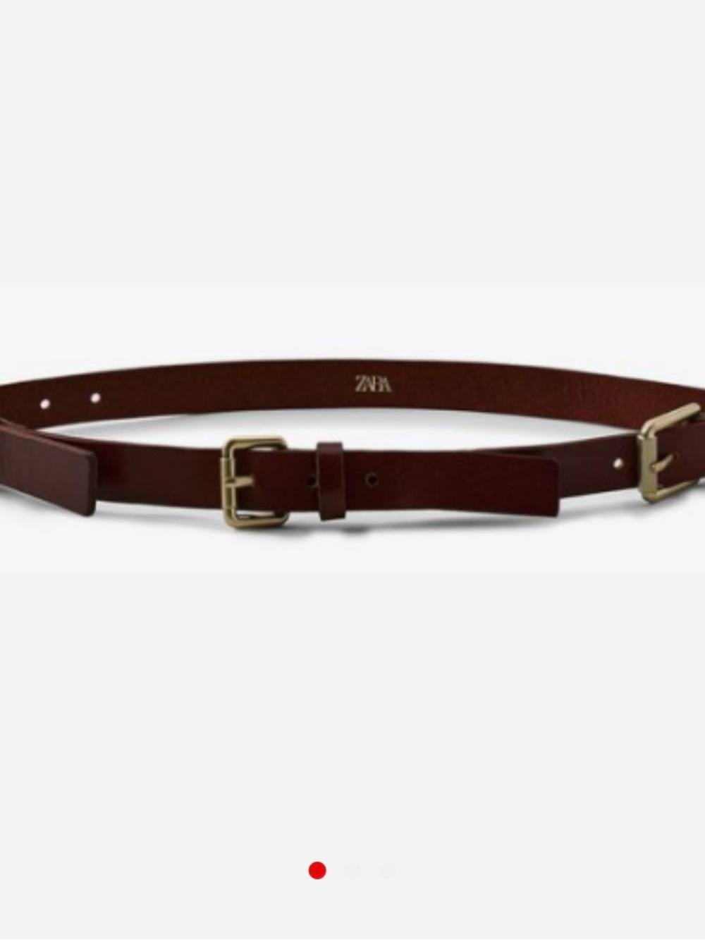 Zara Women’s Dark Brown Leather Double-Buckle Belt with Gold Hardware